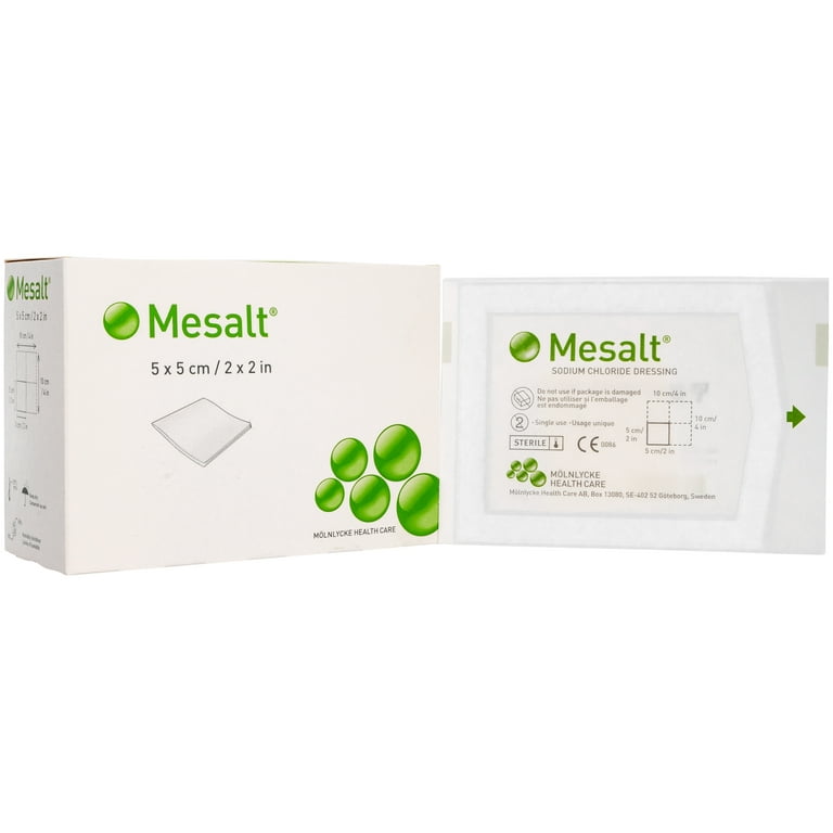 SODIUM CHLORIDE IMPREGNATED DRESSING MESALT® SQUARE 4 X 4 INCH / 2 X 2 INCH FOLDED STERILE (30/BX 8BX/CS)