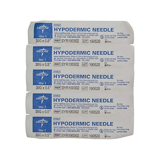 STANDARD HYPODERMIC NEEDLE WITH REGULAR NEEDLE,30GX0.5REG,BEVEL (100/BX, 10BX/CS)